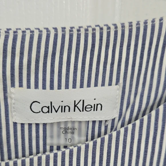Calvin Klein Bluish Gray Striped Dress - Picture 2 of 5